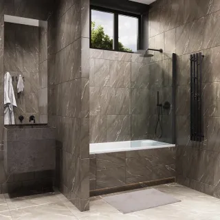 Шторка на ванну на монопетле by Deonria C-140-80-6-T-B 80см чёрный/прозрачный